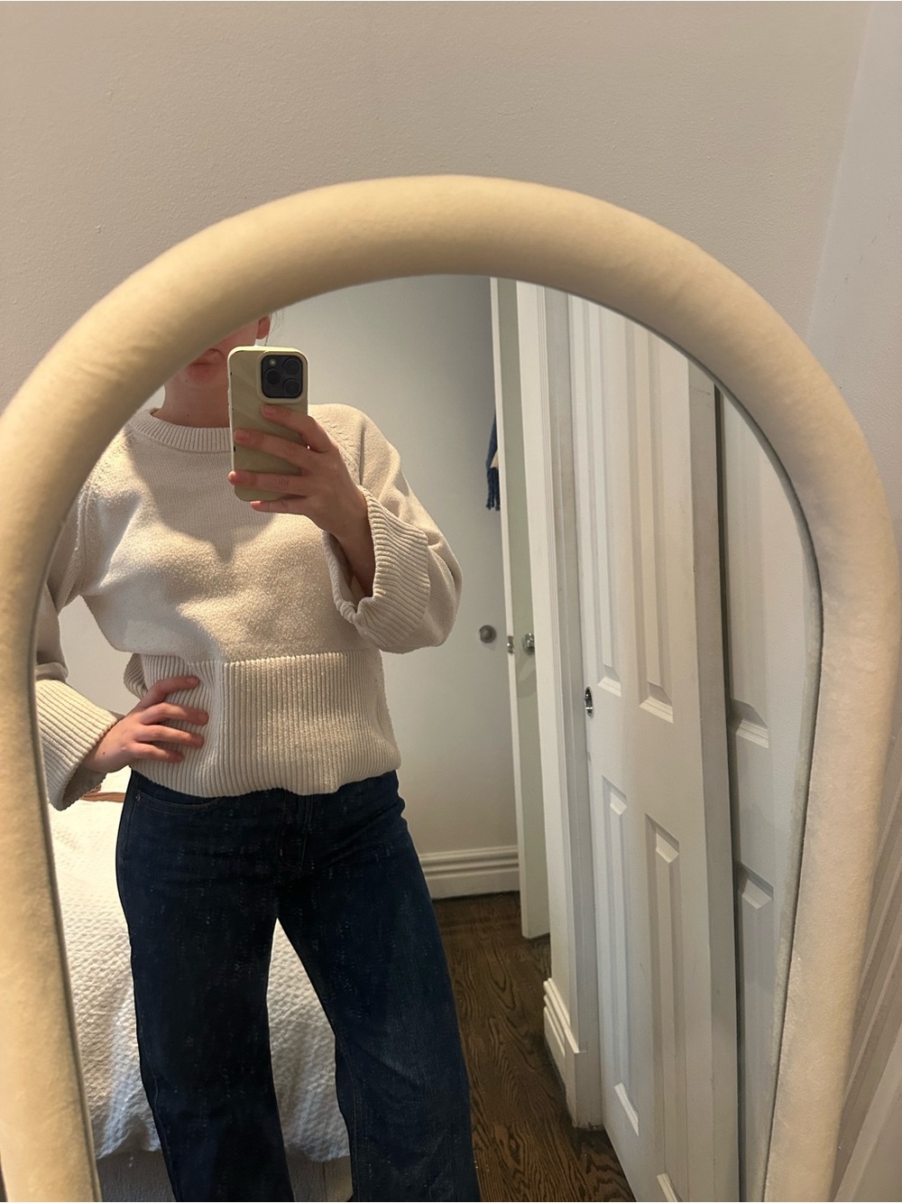 Relaxed Crewneck Sweater in Cream - Women's Knit Pullover